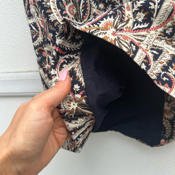 J. CREW Pencil Skirt Sz 6 Feather Paisley Print Navy Blue Multi No. 2 Office - Picture 9 of 13